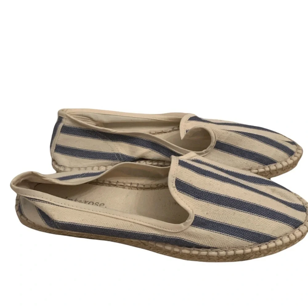 Mint and Rose Striped Blue Off White Espadrilles Size 8 (38)